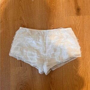 Edikted Lace Overlay White Mini Shorts